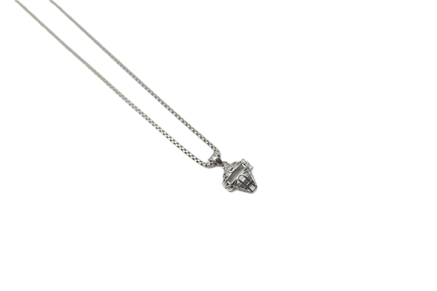 Mini Catchers Mask Pendant - Silver