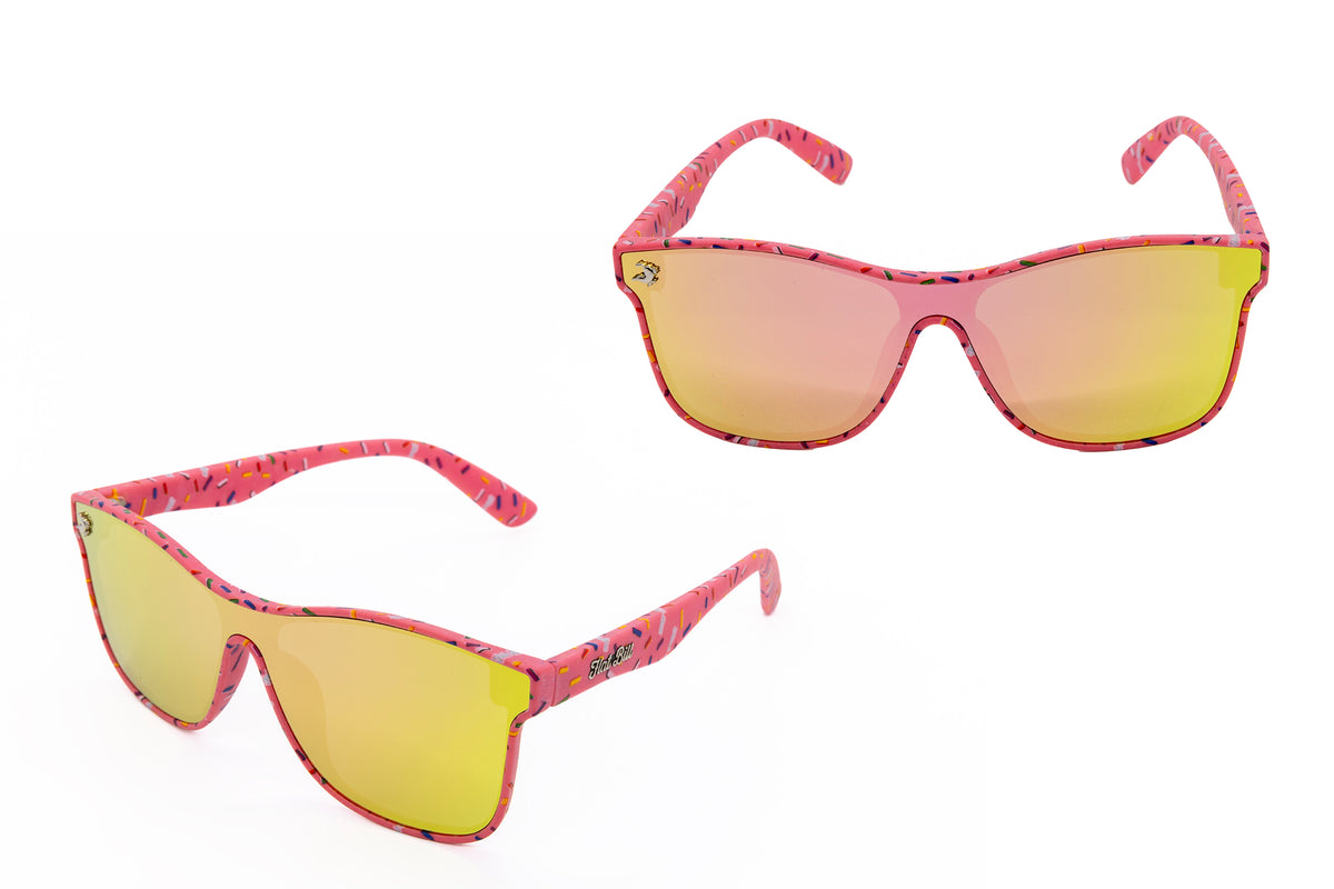 Flatbill adult Diamond Series Sunglasses Pink Starburst (Multi Color Lens)