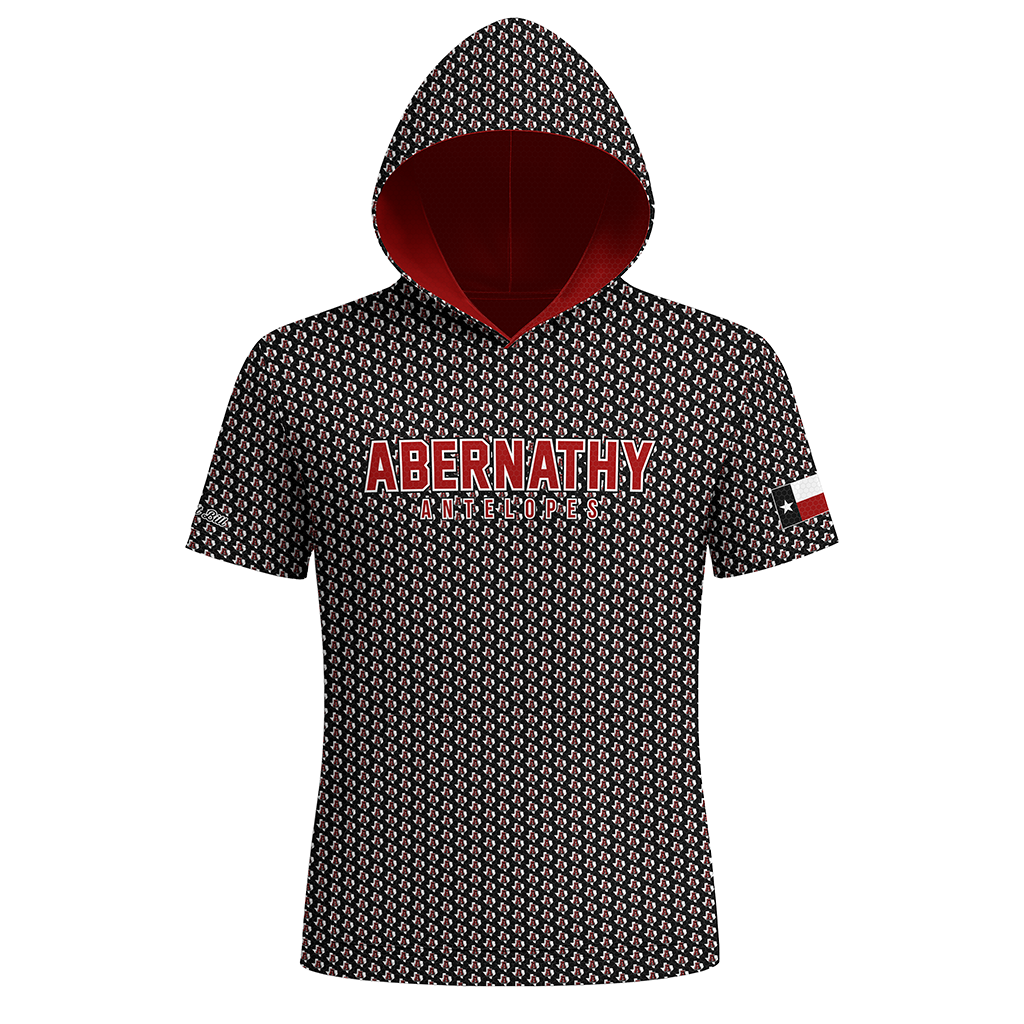 Abernathy Antelope Pattern Premium Sublimated Short Sleeve Hoodie (Black)