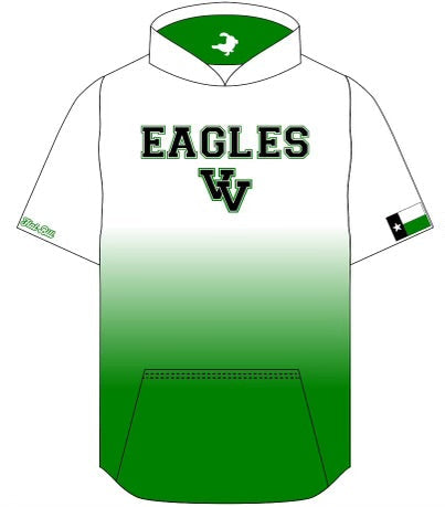 Valley View Eagles - Short Sleeve Hoodie - White/Kelly Green Fade - PRE ORDER
