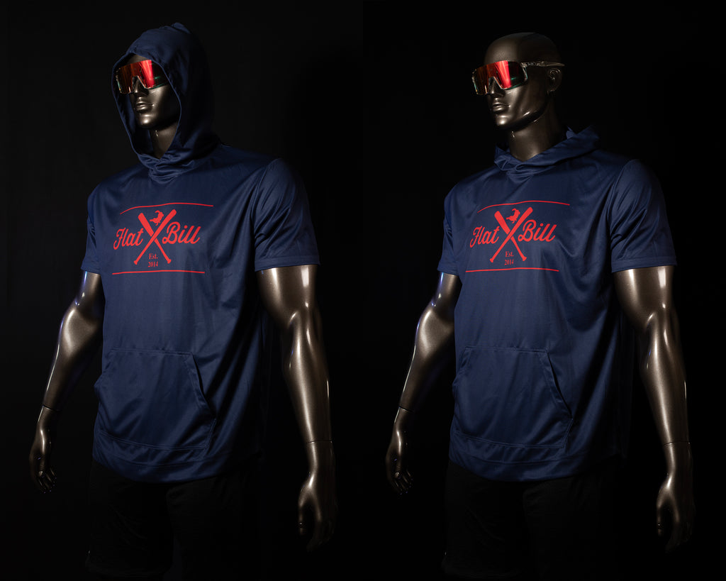 Navy and Red  - Premium Sublimated Short Sleeve Hoodie