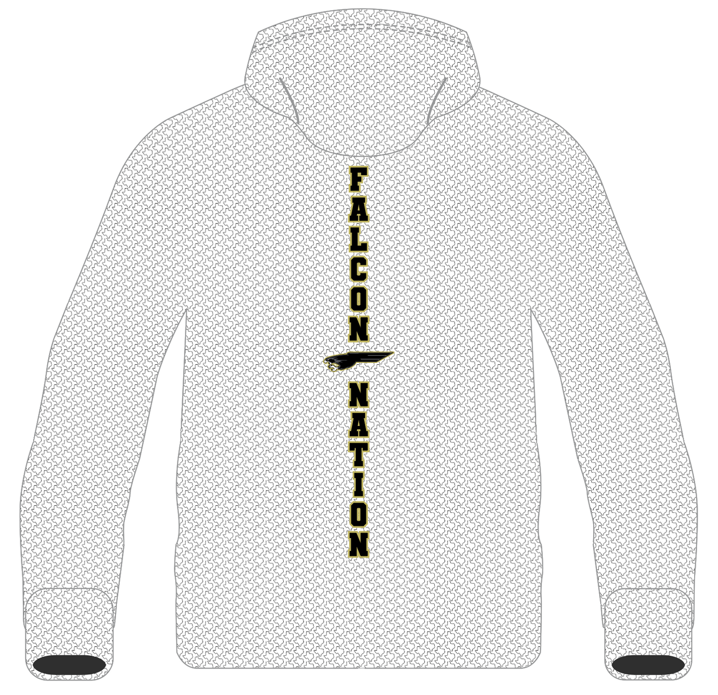 Bushland Falcons LONG SLEEVE Hoodie - PATTERN - White - HEAVYWEIGHT - PRE ORDER
