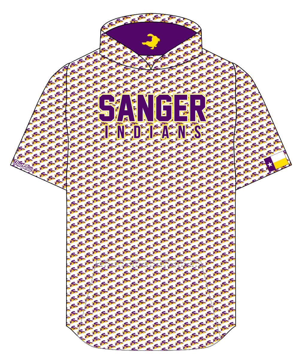 Sanger Indians Hoodie - PATTERN - Short Sleeves