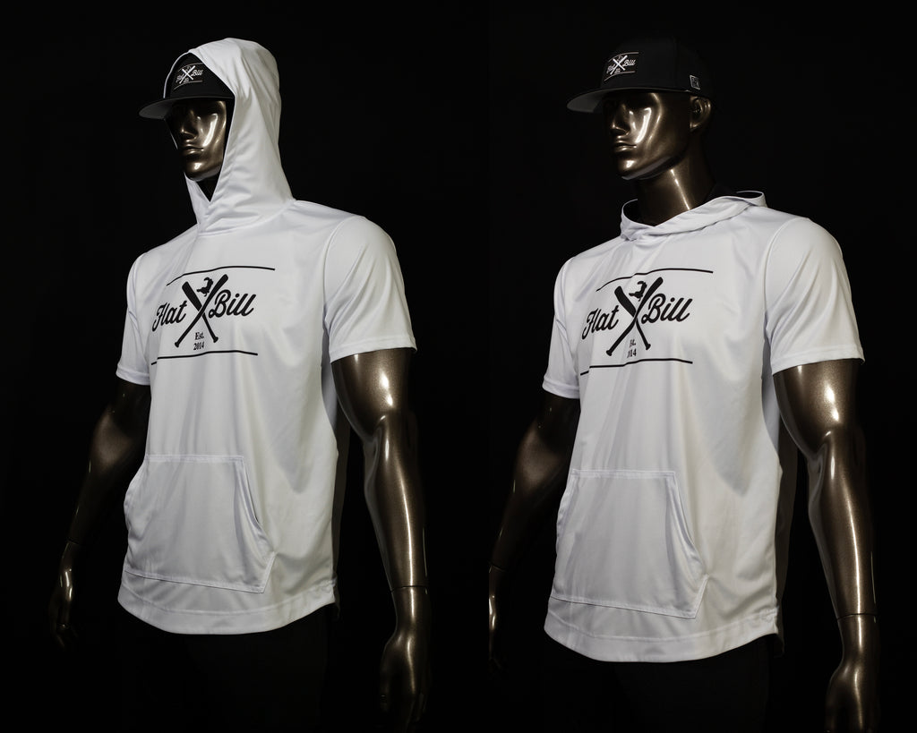 White and Black - Premium Sublimated Short Sleeve Hoodie
