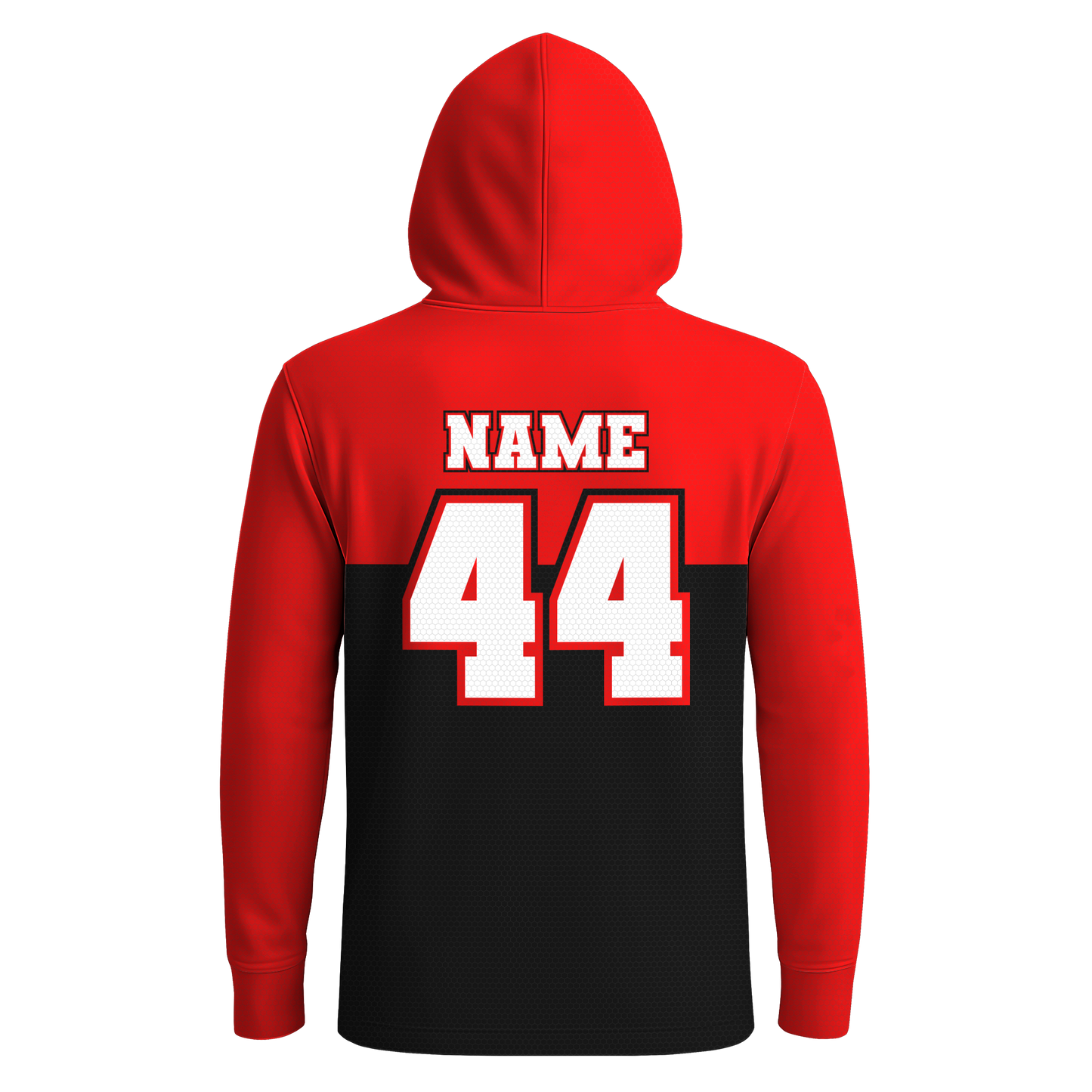 Lockney Longhorns Hoodie - RED/BLACK - Pattern Hood - Long Sleeves - LIGHTweight