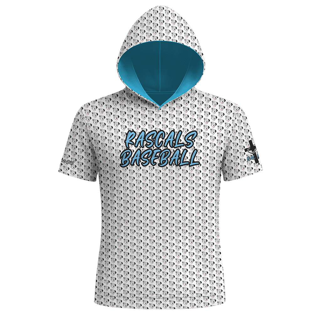 Rascals Baseball -Short Sleeve Hoodie - White Pattern - PRE ORDER