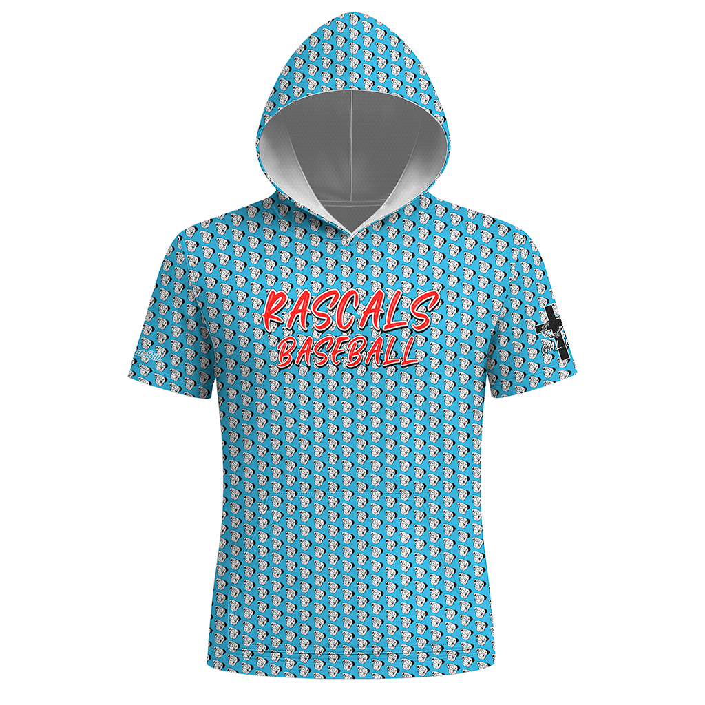 Rascals Baseball -Short Sleeve Hoodie - Blue Pattern - PRE ORDER
