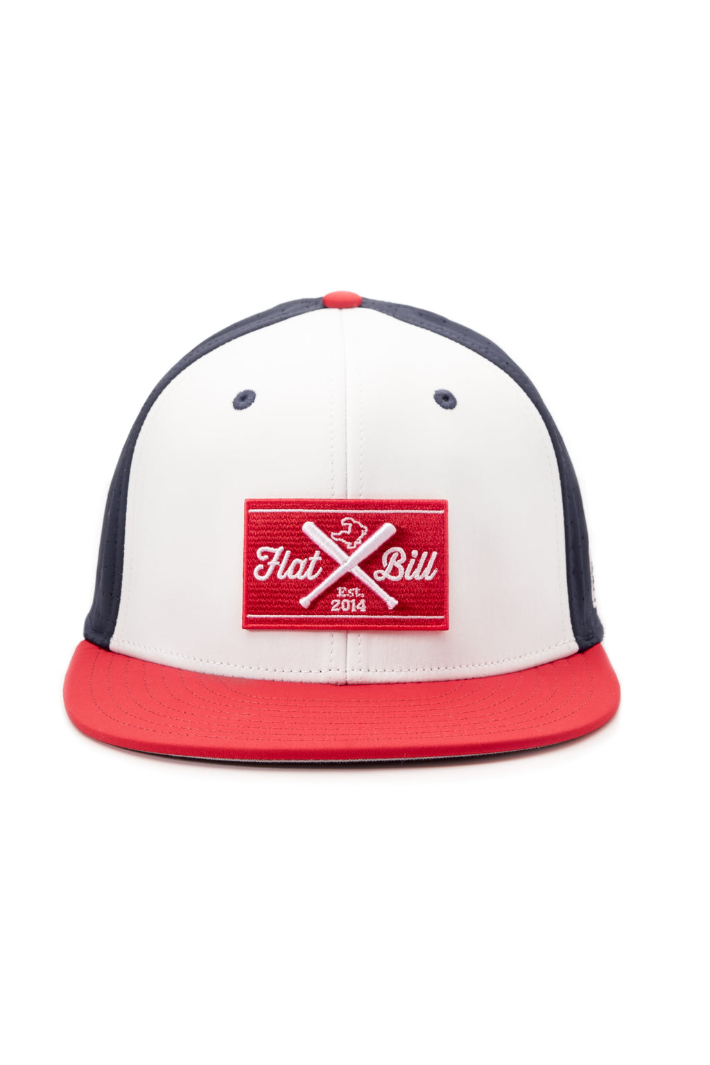 Flatbill Navy, Red, and White Flex Fit Cap