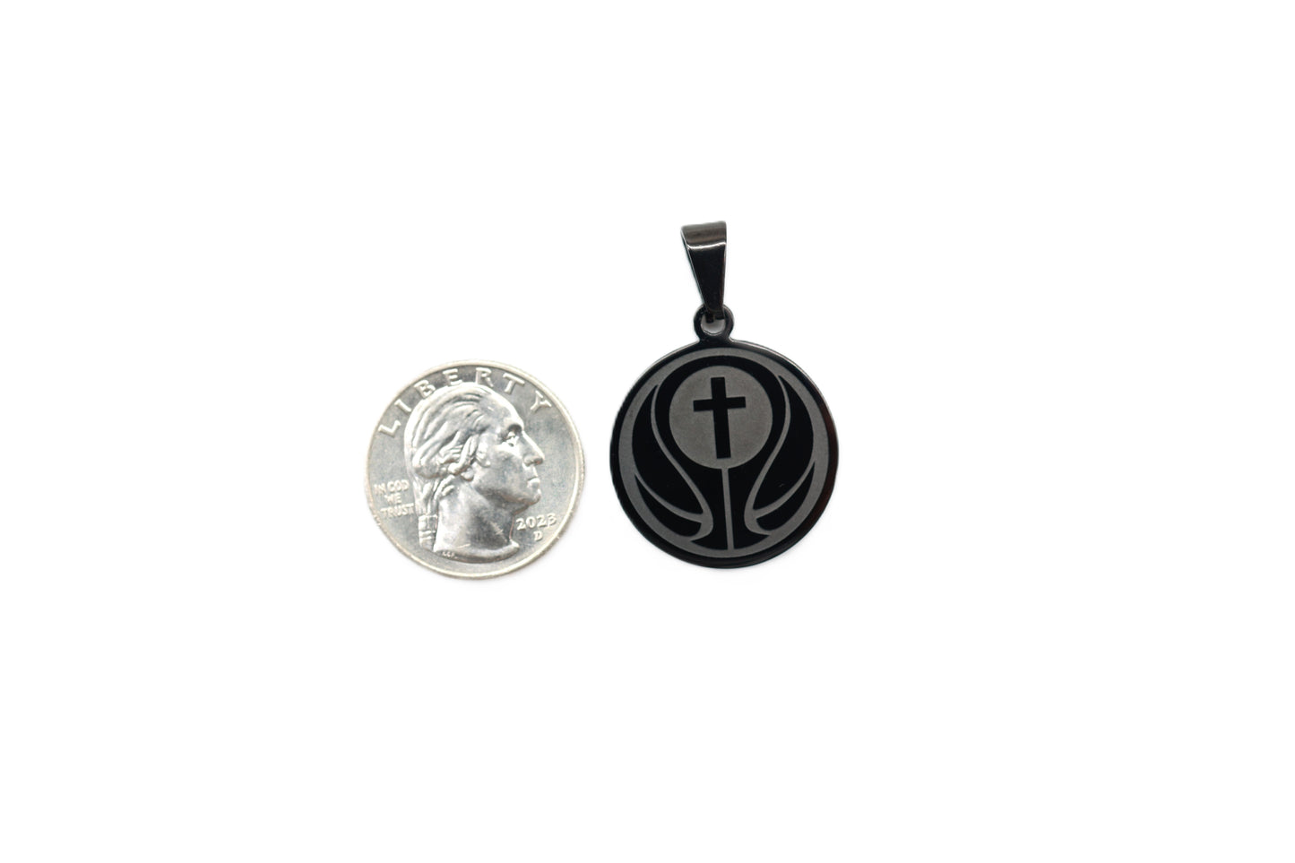 Engraved Basketball 2D Pendant - Black