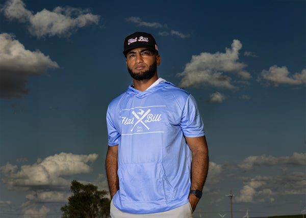 Carolina Blue and White - Premium Sublimated Short Sleeve Hoodie