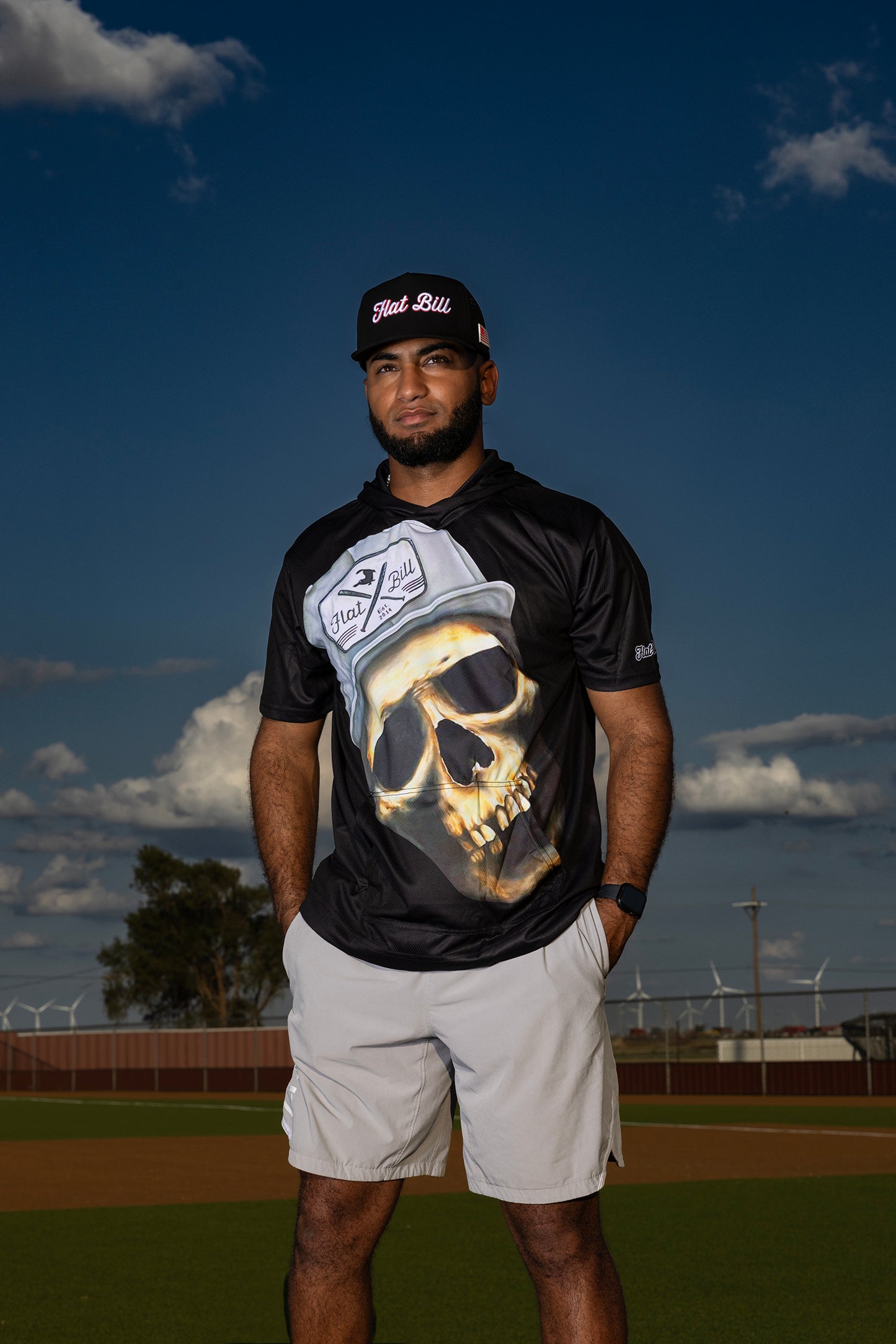 FB Skull  - Premium Sublimated Short Sleeve Hoodie