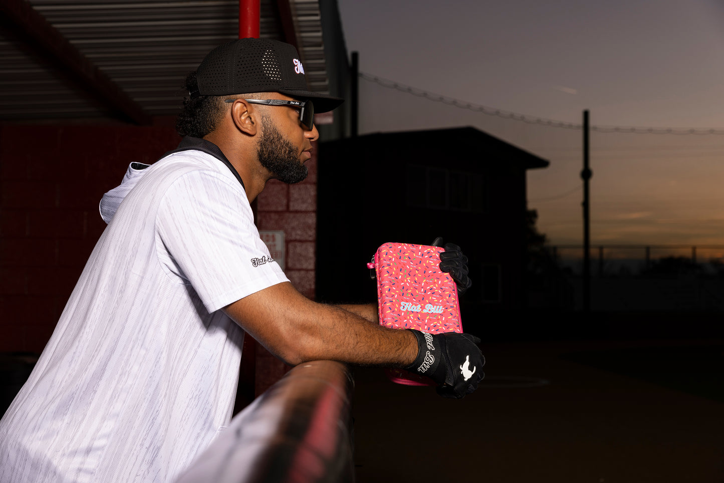 Batting Gloves Long Strap - Pink Donut Sprinkle