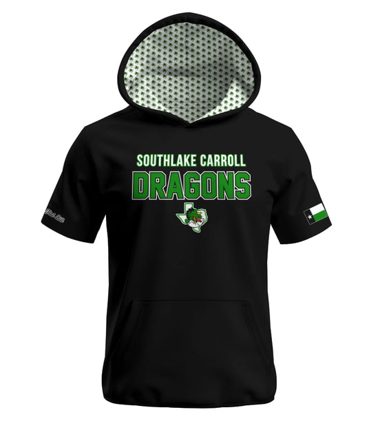 SouthLake Carroll Dragons Short Sleeve Hoodie - Black