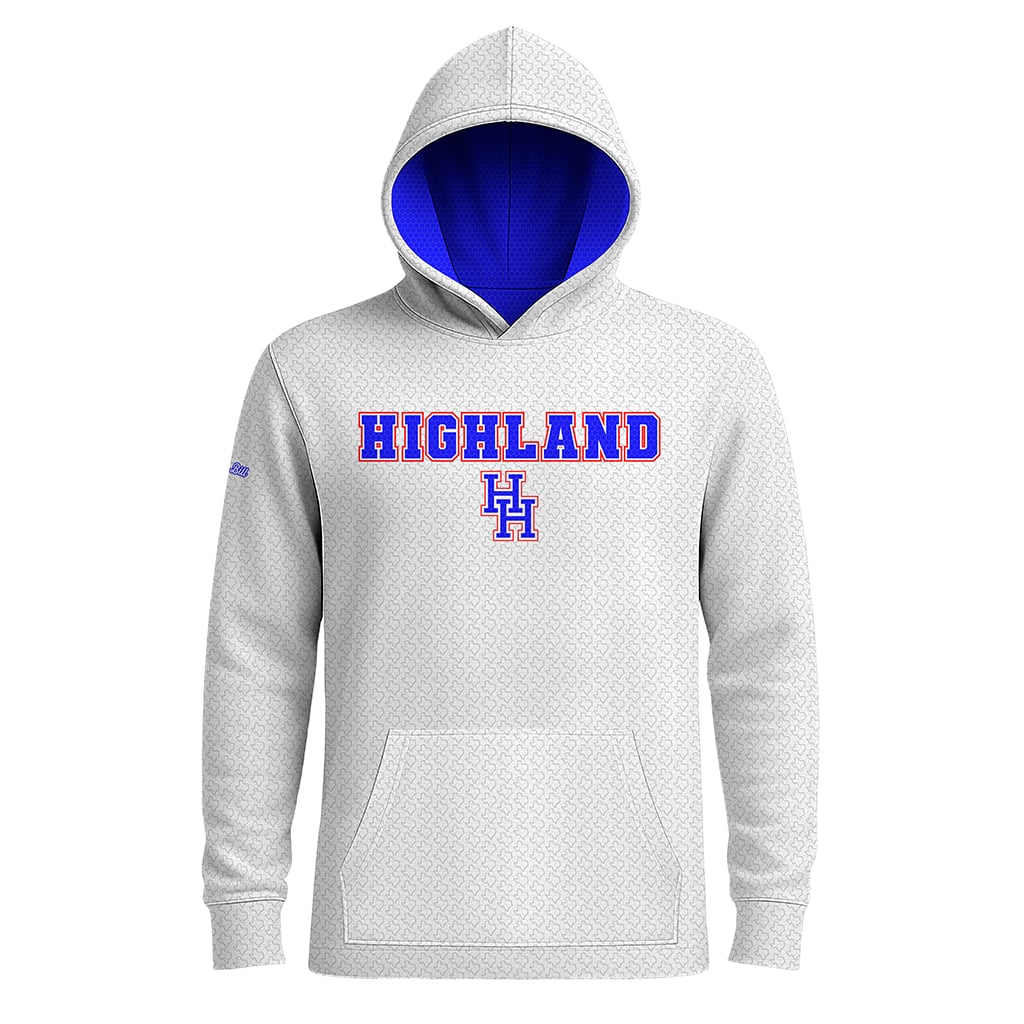 Highland Hornets Hoodie - Pattern Hood - White Long Sleeves - HEAVYWEIGHT - PRE ORDER