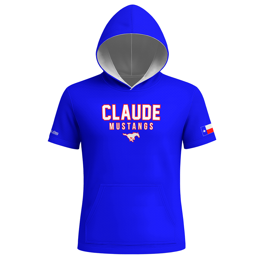 Claude Mustangs Premium Sublimated Short Sleeve Hoodie