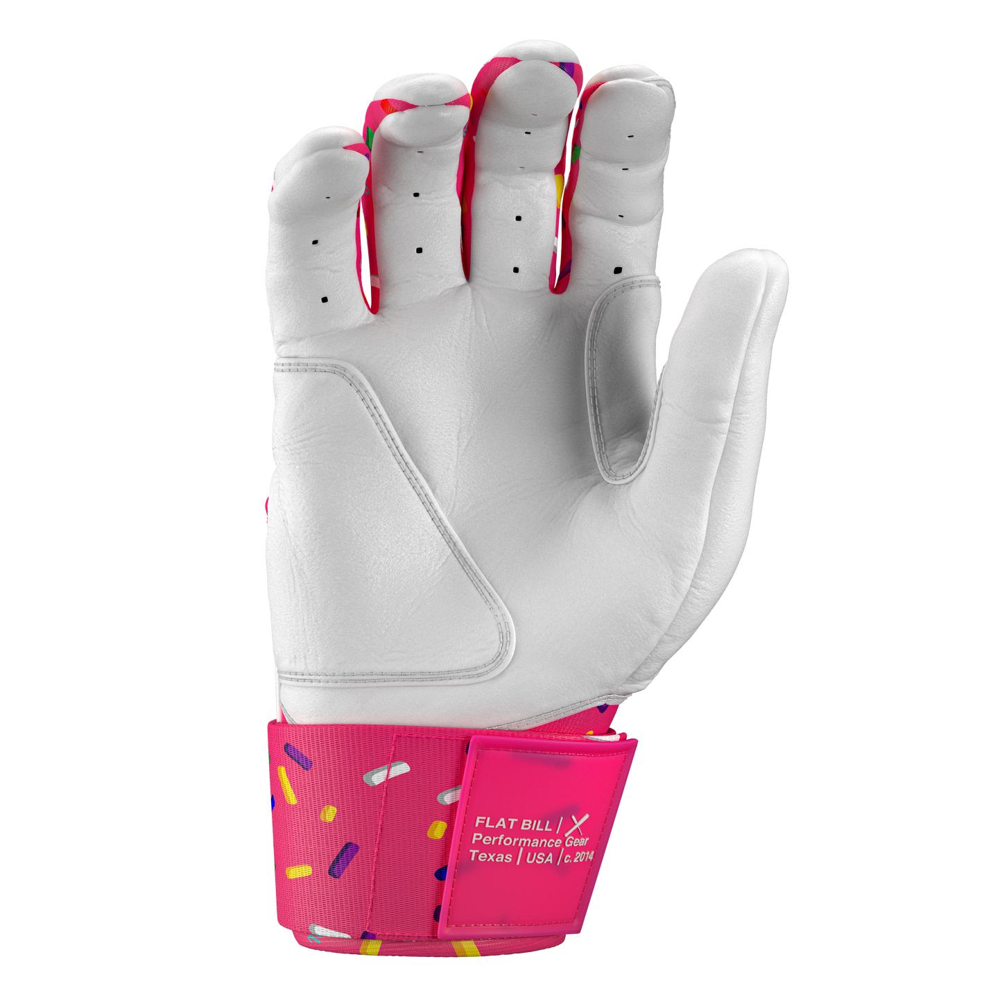 Batting Gloves Long Strap - Pink Donut Sprinkle