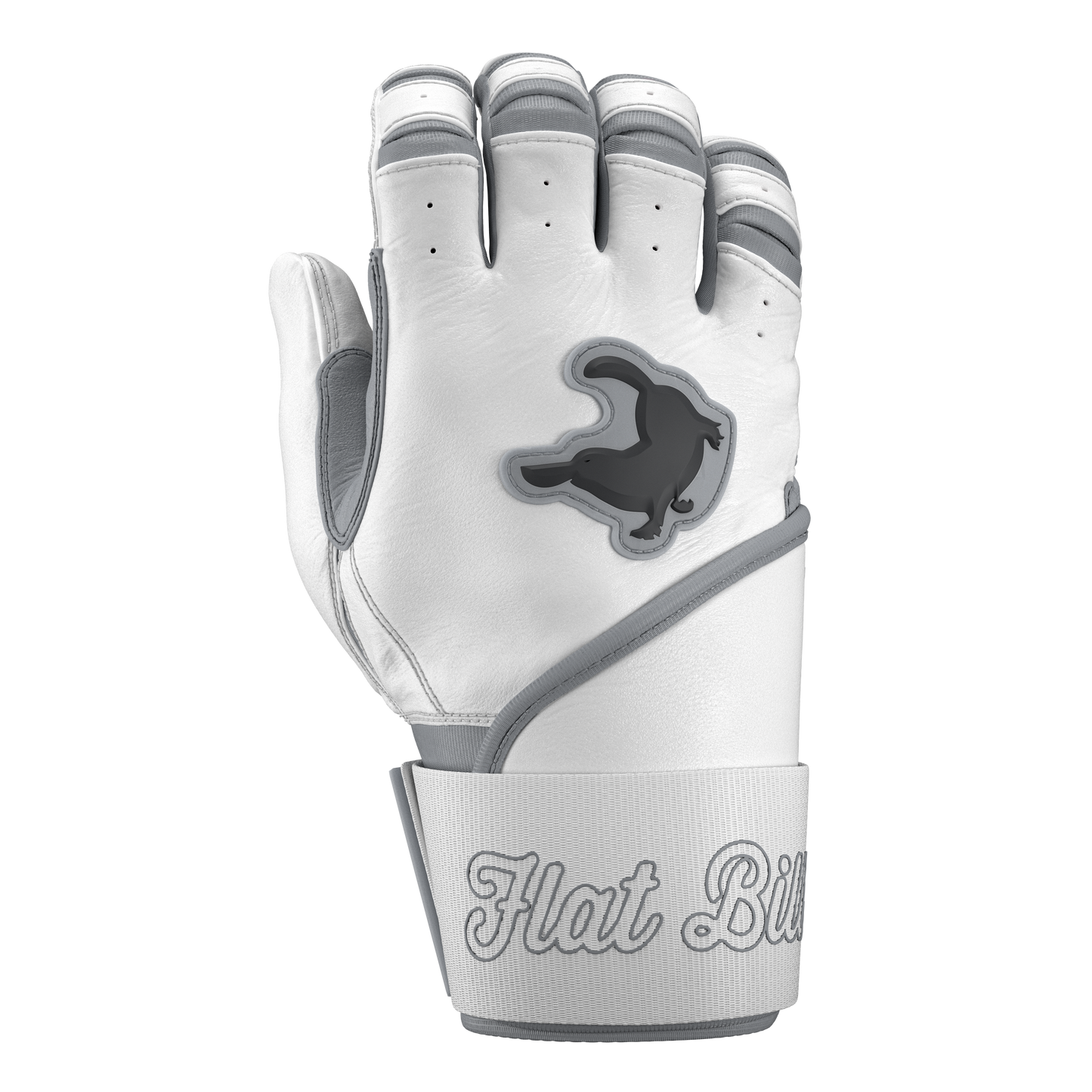 Batting Gloves Long Strap - White and Grey