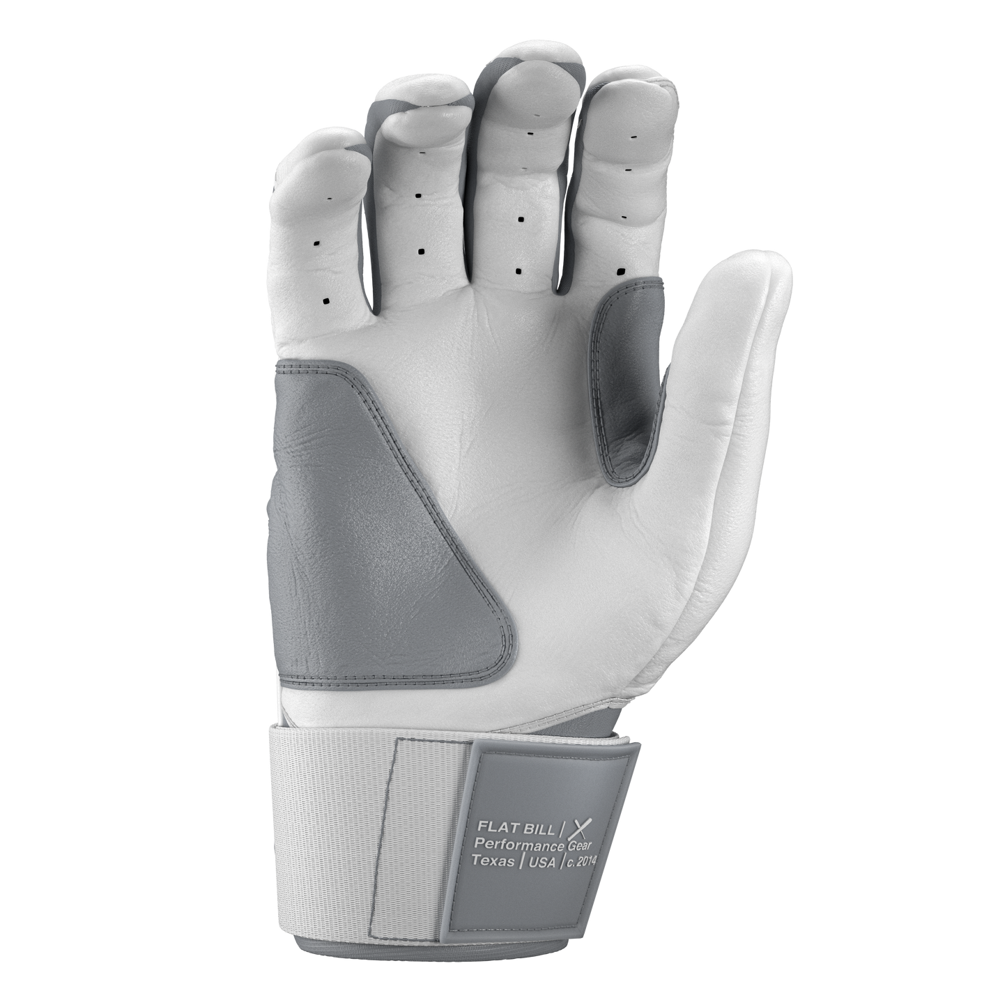 Batting Gloves Long Strap - White and Grey