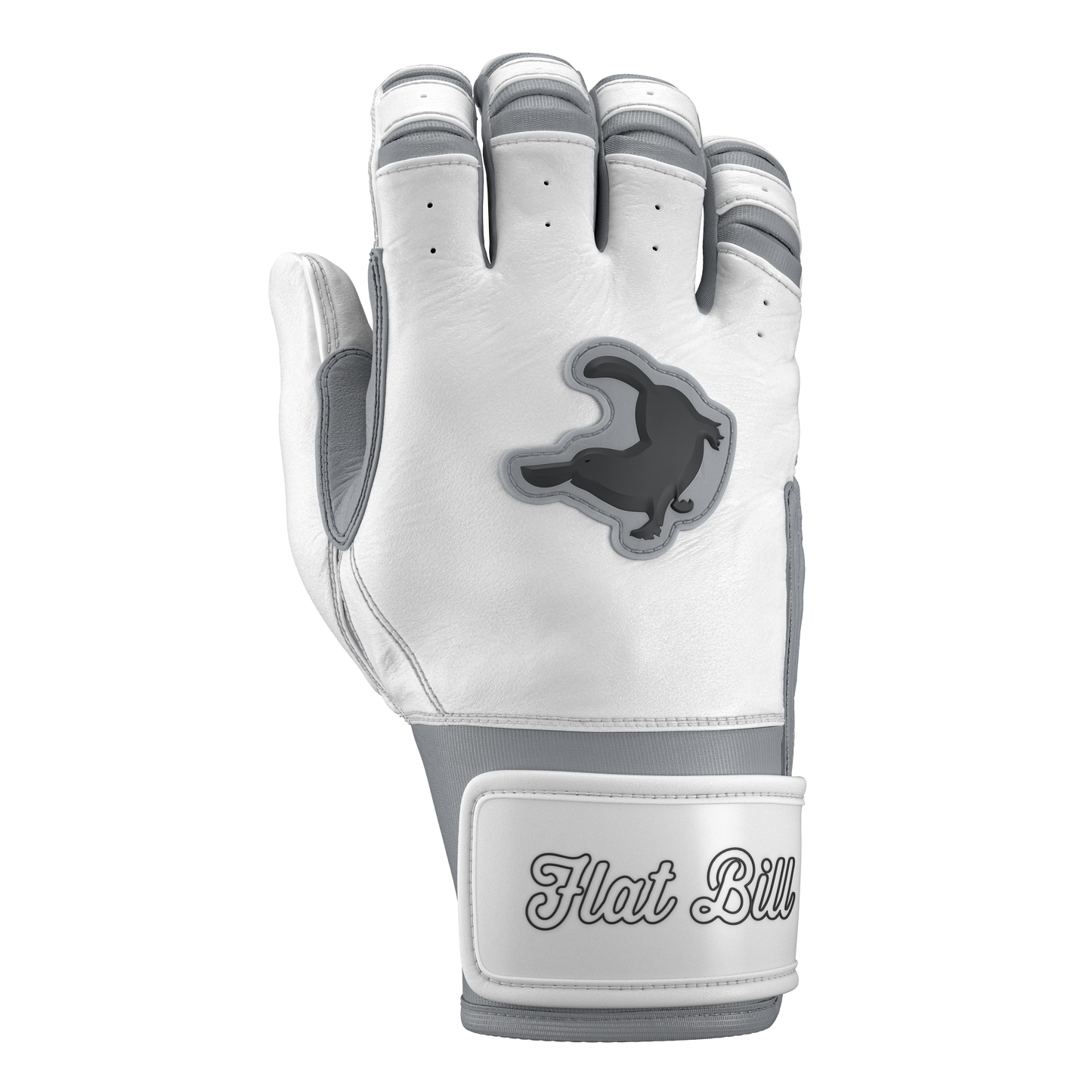 Batting Gloves Regular Strap - White and Grey