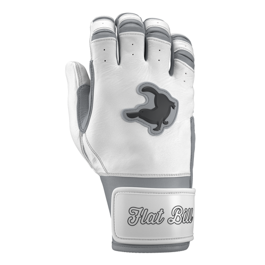 Batting Gloves Regular Strap - White and Grey