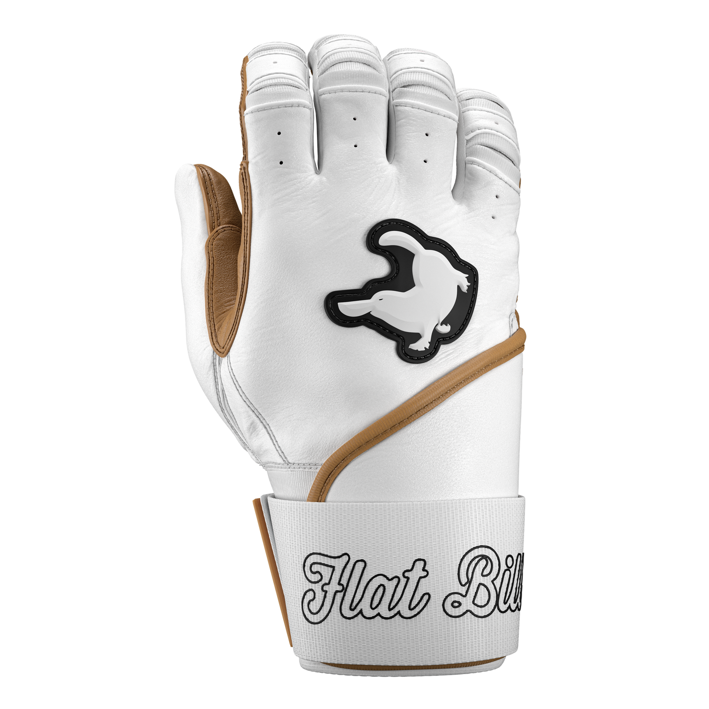 Long Strap Batting Gloves - White and Tan Workman