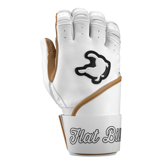 Long Strap Batting Gloves - White and Tan Workman