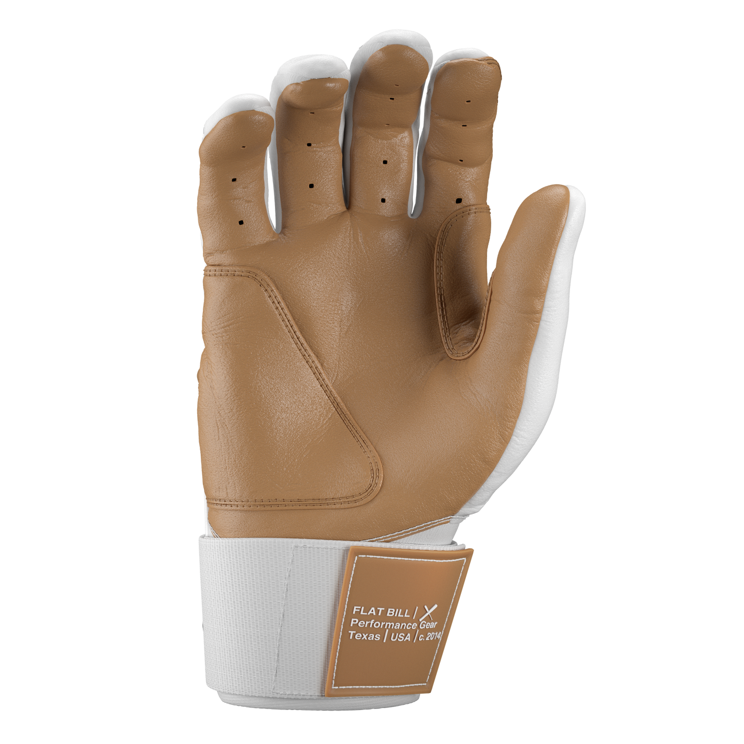 Long Strap Batting Gloves - White and Tan Workman