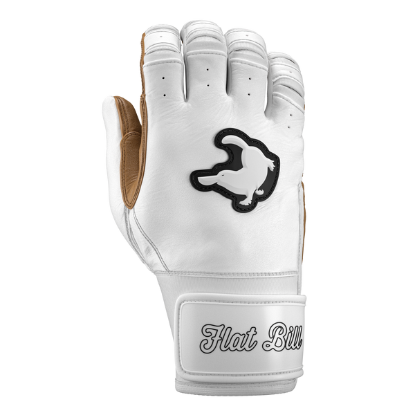 Batting Gloves Regular Strap - White and Tan Workman