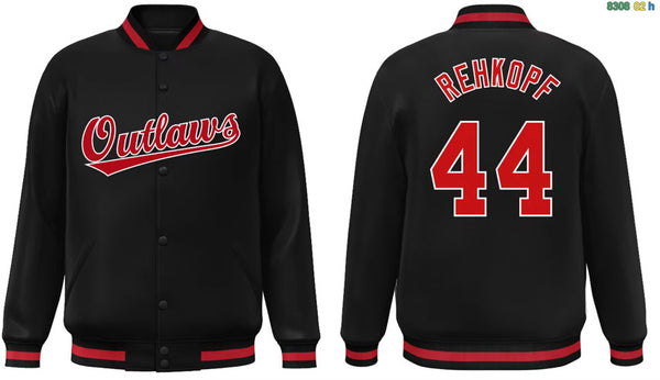 Outlaws Baseball - Varsity Jacket - Black - PRE ORDER