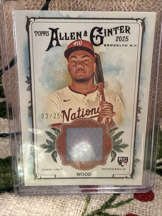 2025 Topps Allen & Ginter James Wood RC Relic # 2/25 Nationals Topps Rookie