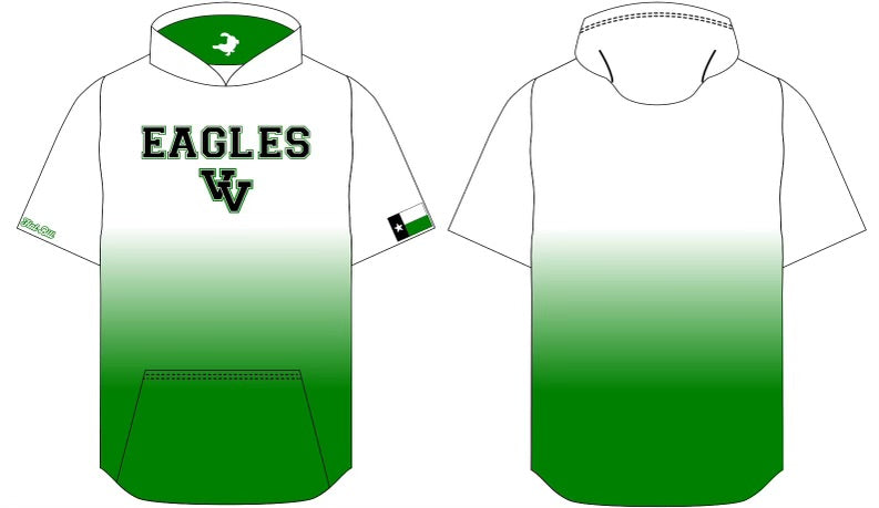 Valley View Eagles - Short Sleeve Hoodie - White/Kelly Green Fade