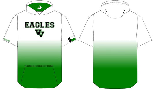 Valley View Eagles - Short Sleeve Hoodie - White/Kelly Green Fade