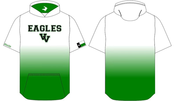 Valley View Eagles - Short Sleeve Hoodie - White/Kelly Green Fade