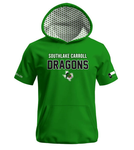 SouthLake Carroll Dragons Short Sleeve Hoodie - Kelly Green