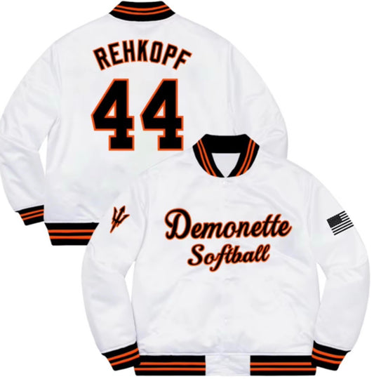 Dumas Demonette Softball - Varsity Jacket - White - PRE ORDER