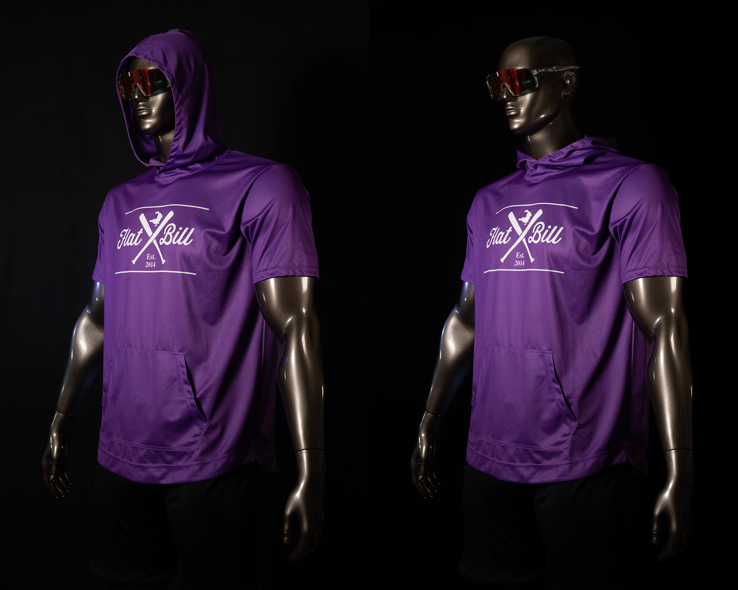 Purple/White  - Premium Sublimated Short Sleeve Hoodie