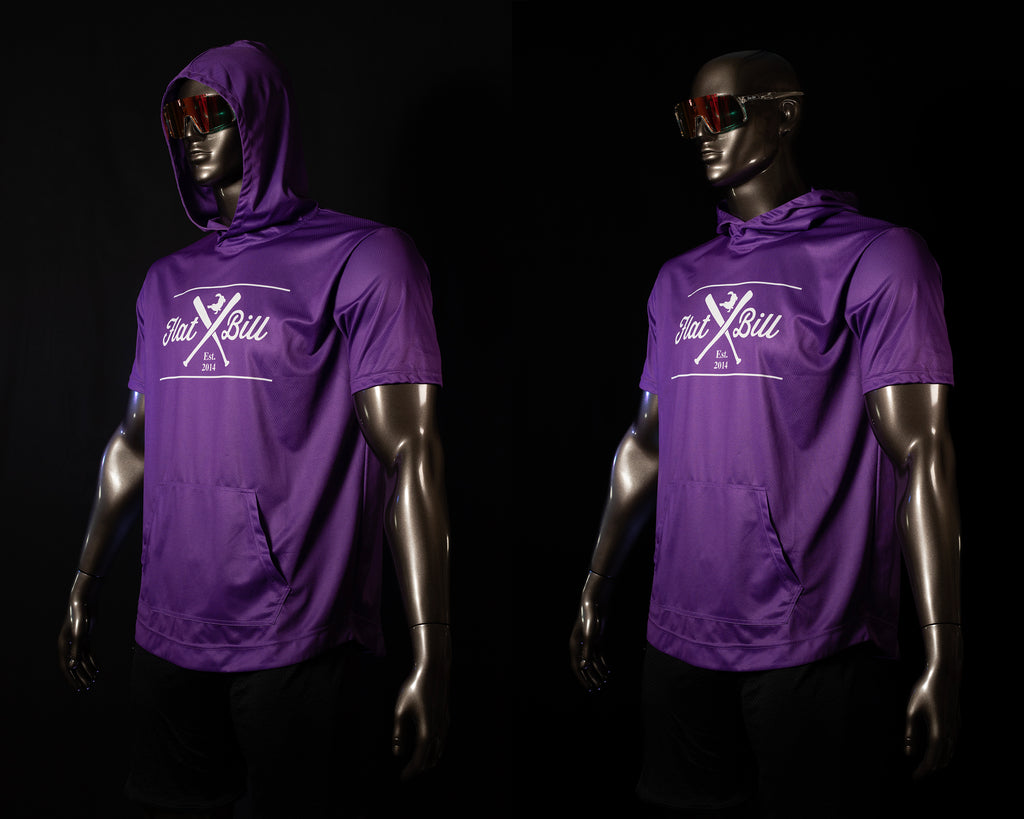 Purple/White  - Premium Sublimated Short Sleeve Hoodie
