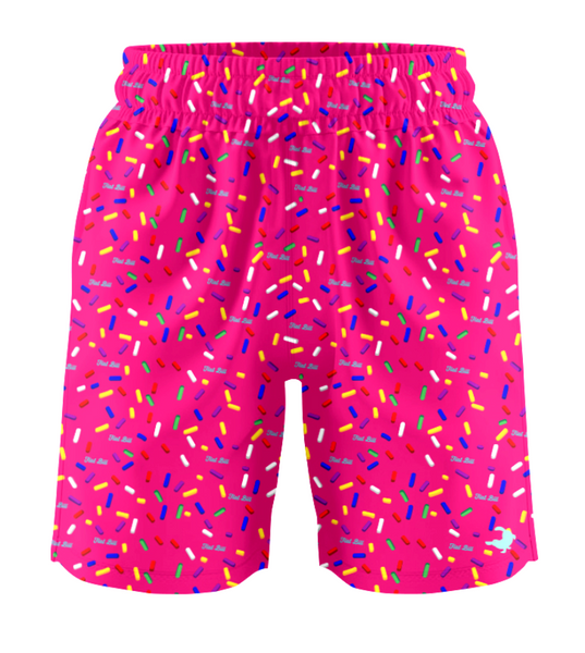 FlatBill Sprinkle Donut Shorts - Side Pocket Zipper - Mid Thigh Length - Bright Colors