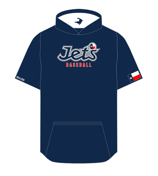 Jets Baseball Short Sleeve Hoodie - Navy