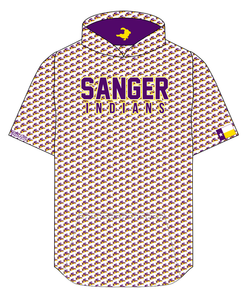 Sanger Indians Hoodie - PATTERN - Short Sleeves
