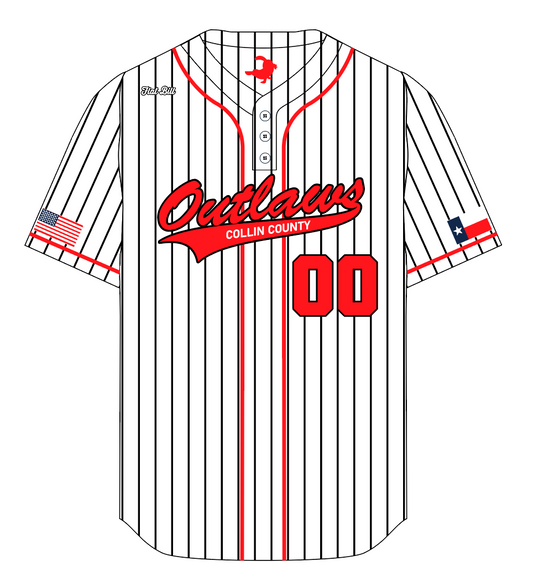 Outlaws Baseball - White Pinstripe Jersey