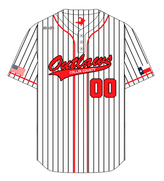 Outlaws Baseball - White Pinstripe Jersey
