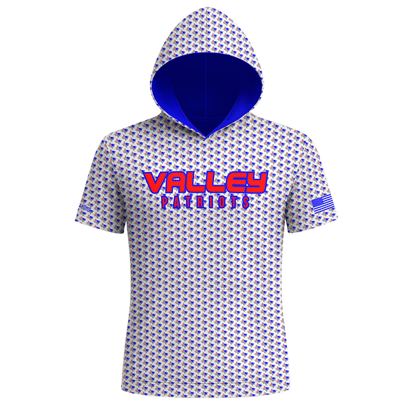 Valley Patriots Pattern Premium Sublimated Short Sleeve Hoodie (White)