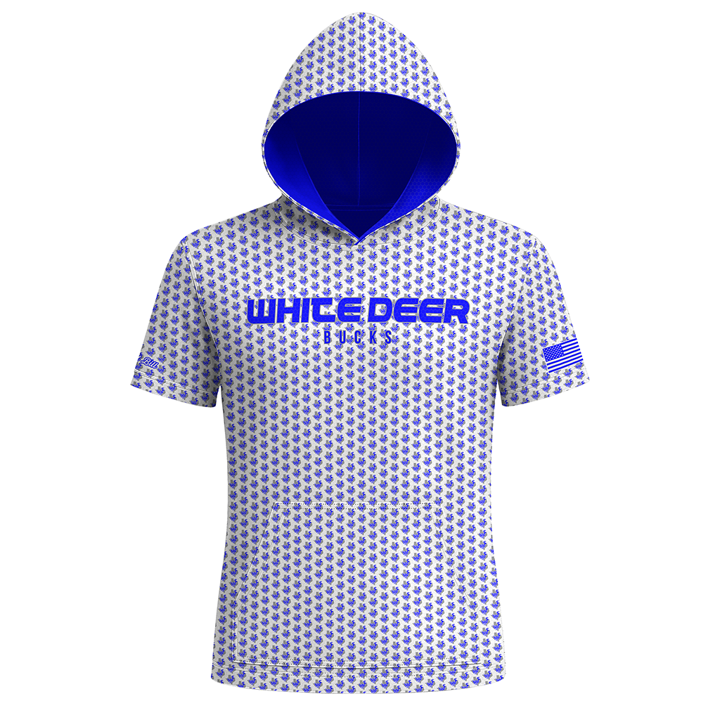 White Deer Bucks Pattern Premium Sublimated Short Sleeve Hoodie