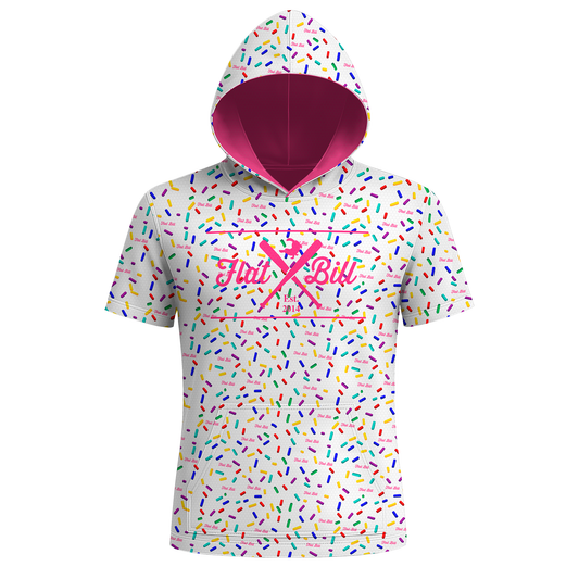 White Donut Sublimated Short Sleeve Hoodie