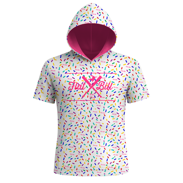 White Donut Sublimated Short Sleeve Hoodie