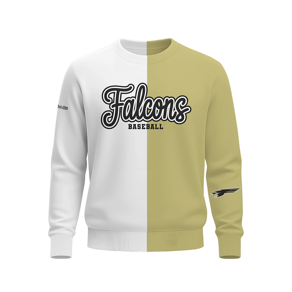 Bushland Flacons Baseball - Long  sleeve SWEATSHIRT - MIDweight - White/Vegas Gold - PRE ORDER