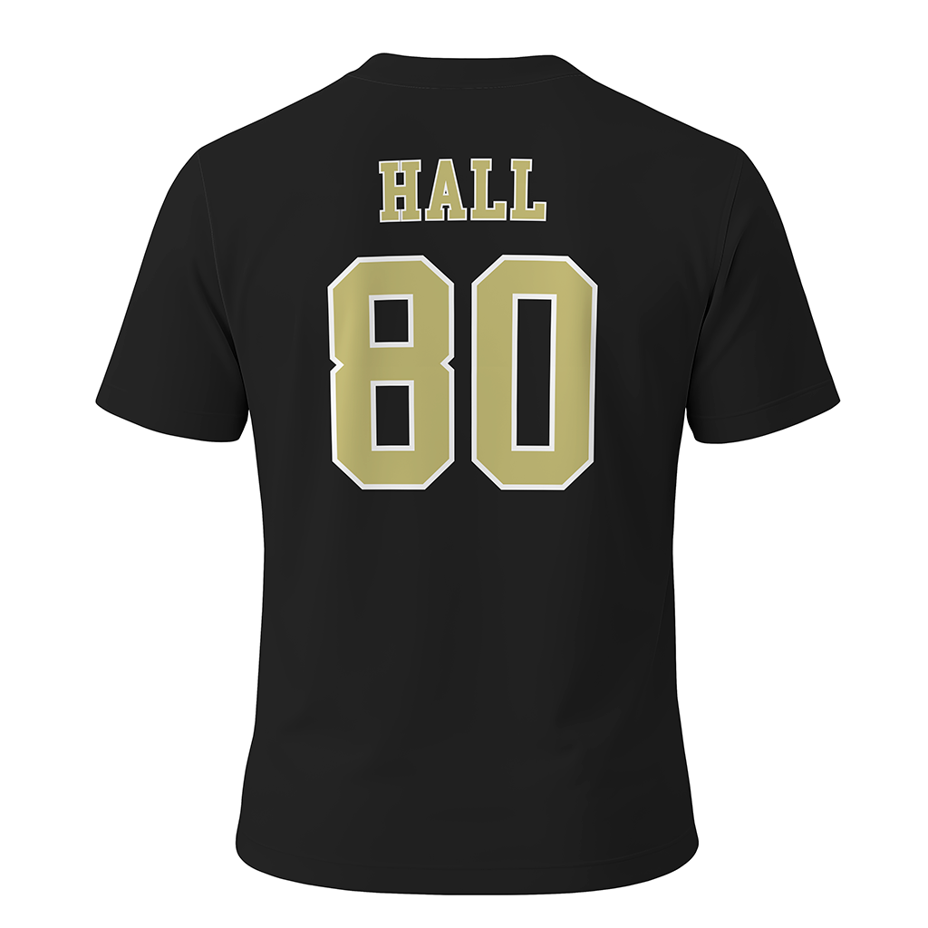 Bushland Falcons Football - Crew Neck Short Sleeves - Black - Number on Back - Option 2