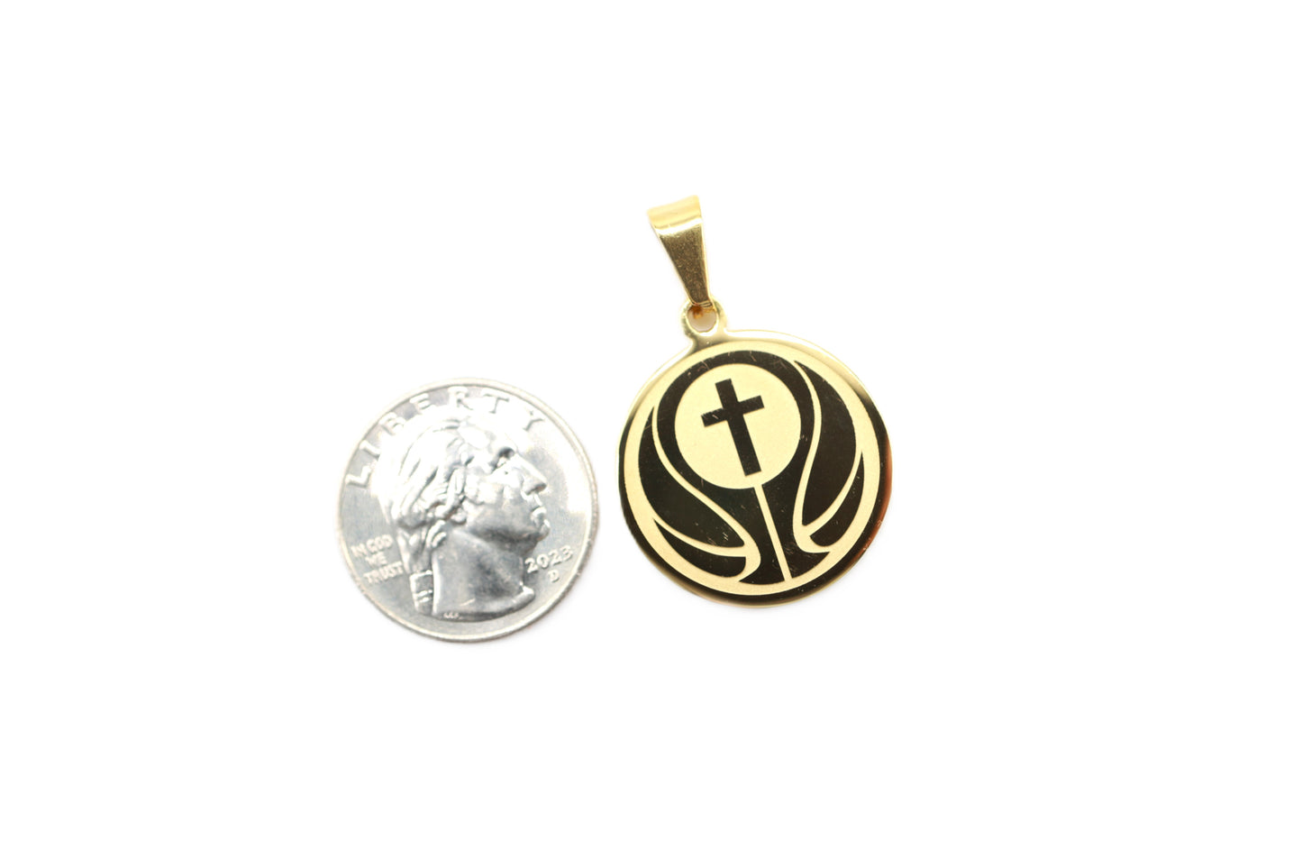 Engraved Basketball 2D Pendant - Gold