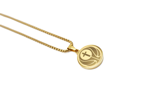 Engraved Basketball 2D Pendant - Gold